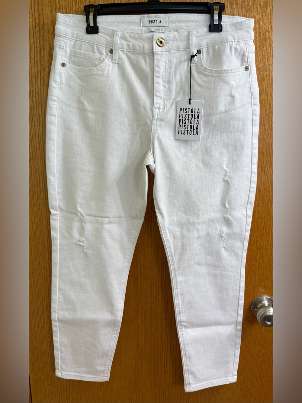NWT Pistola Jennifer High Rise Skinny Jeans White Oak Distressed Size 31